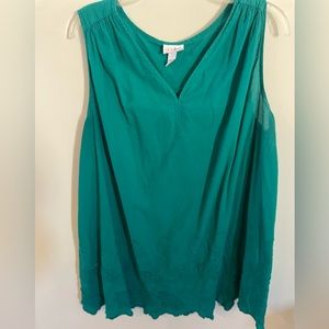 Womens teal green sleeveless shirt